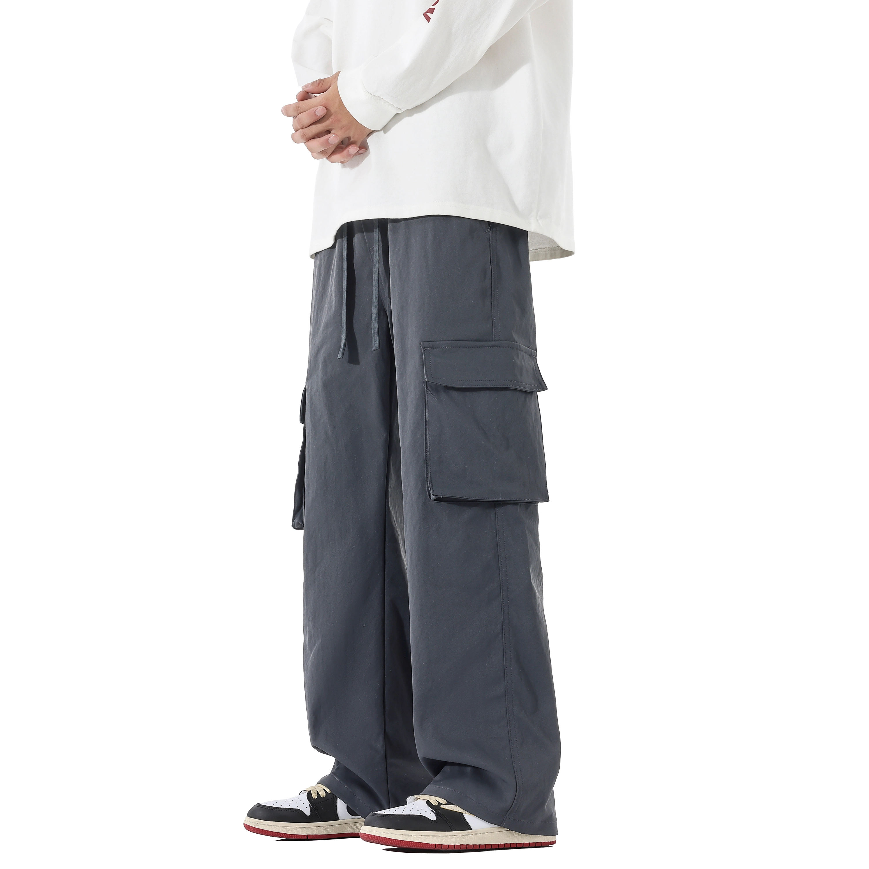 帝狼牛 美式复古山系户外系带宽松时尚通勤运动百搭垂感舒适简约直筒休闲裤 男女同款