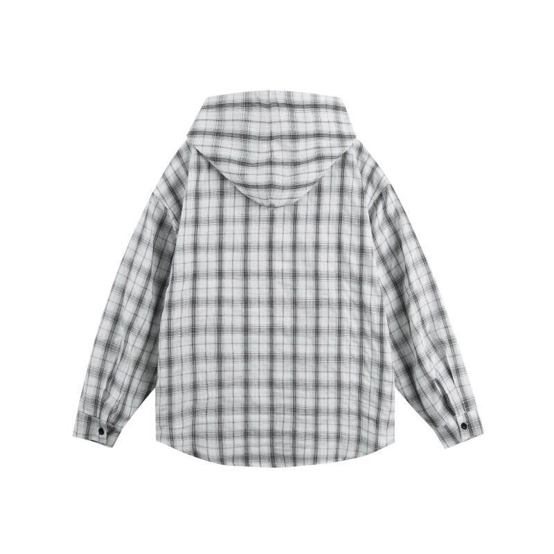 棉基因 空调服轻薄外套美式复古格子防晒服速干连帽潮流搭配上衣夏季长袖衬衫 男女同款