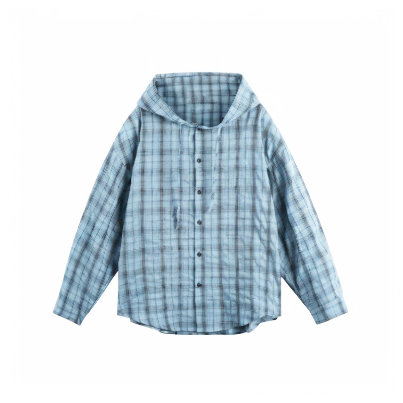 棉基因 空调服轻薄外套美式复古格子防晒服速干连帽潮流搭配上衣夏季长袖衬衫 男女同款