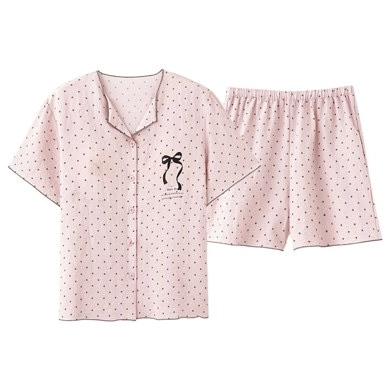 细舍 短袖甜美休闲家居服三分裤夏季睡衣套装 女款