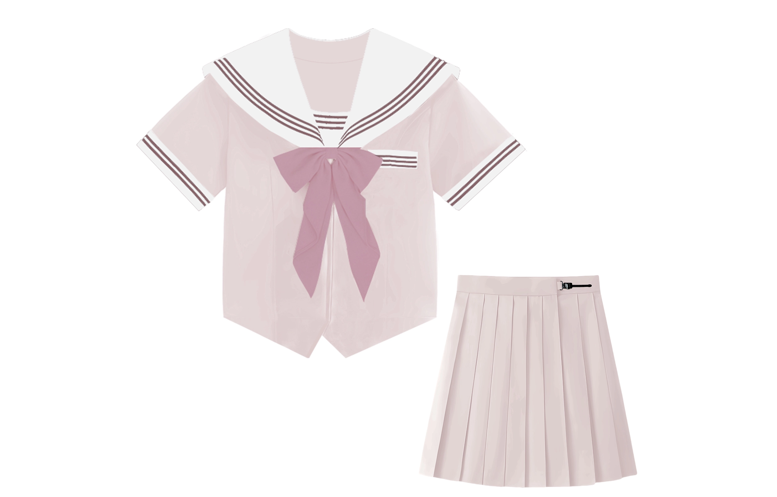 依钗 水手服海军领拼色短袖上衣纯色简约低腰短裙制服 女款