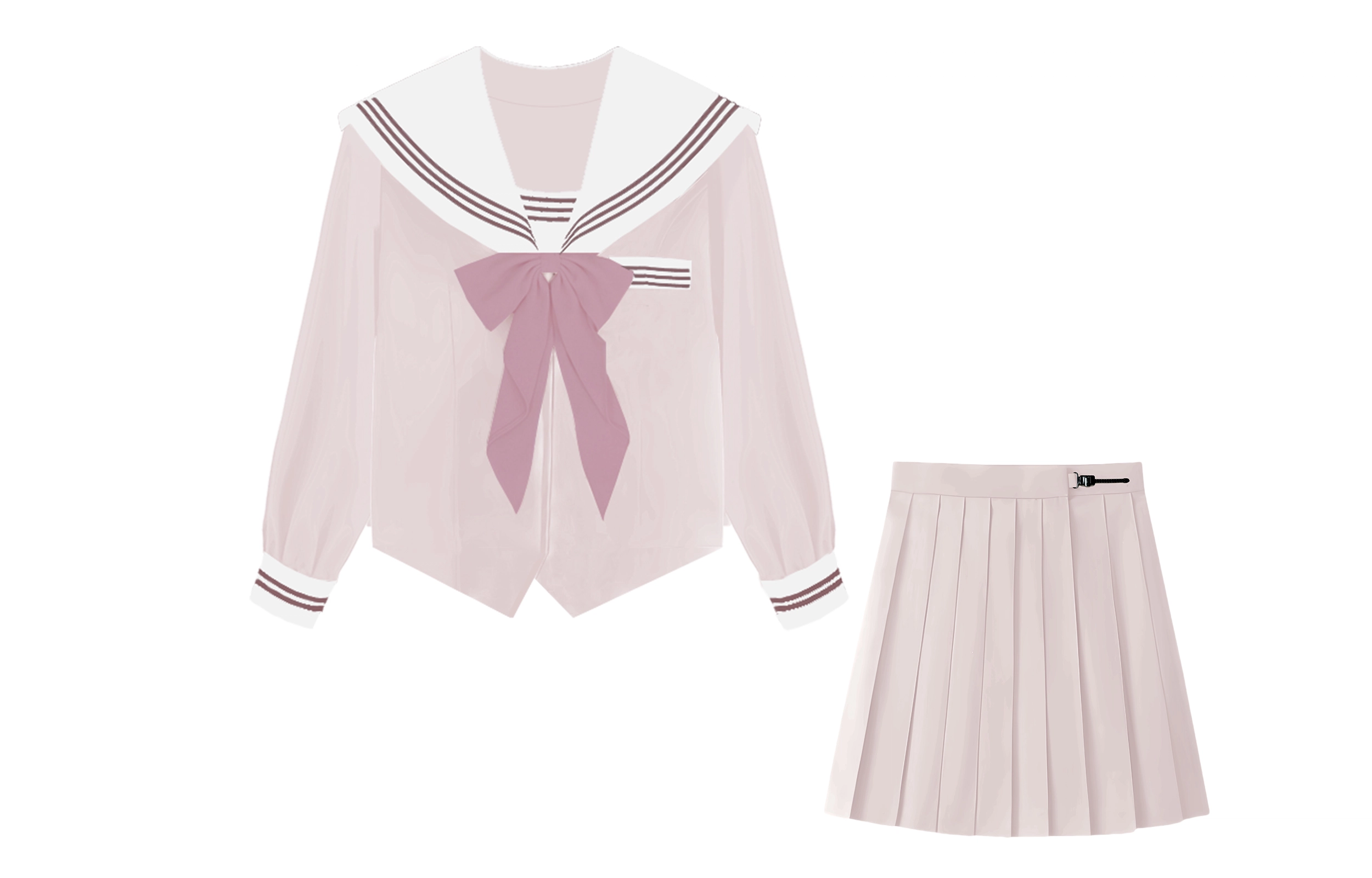 依钗 水手服海军领拼色短袖上衣纯色简约低腰短裙制服 女款