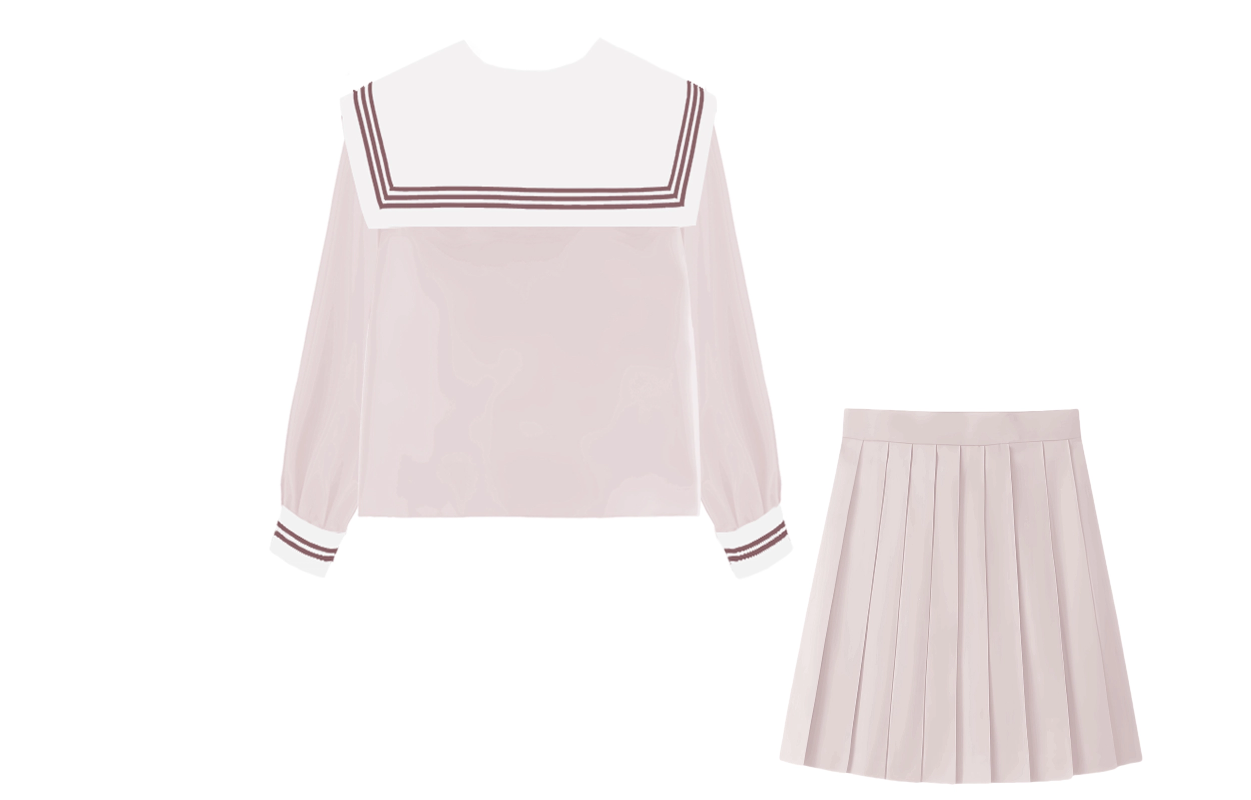 依钗 水手服海军领拼色短袖上衣纯色简约低腰短裙制服 女款