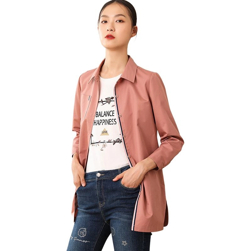 乔万尼 直筒简约纯色长袖通勤风衣 女款