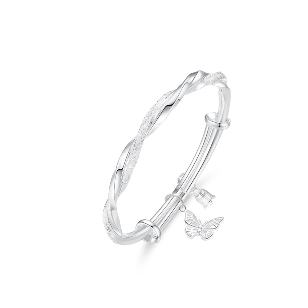 【S999足银精选高品质】 金师傅 莫比乌斯铃兰花蝴蝶 招财纳福 森系梦幻气质优雅甜美简约百搭#好运 小众轻奢设计高级 可调节手镯 女款