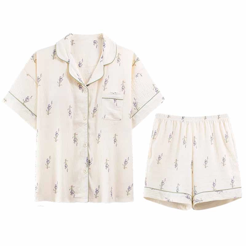 怀尔蔚 软绵绵系列 可外穿舒适薄款家居服短袖三分裤睡衣套装 女款