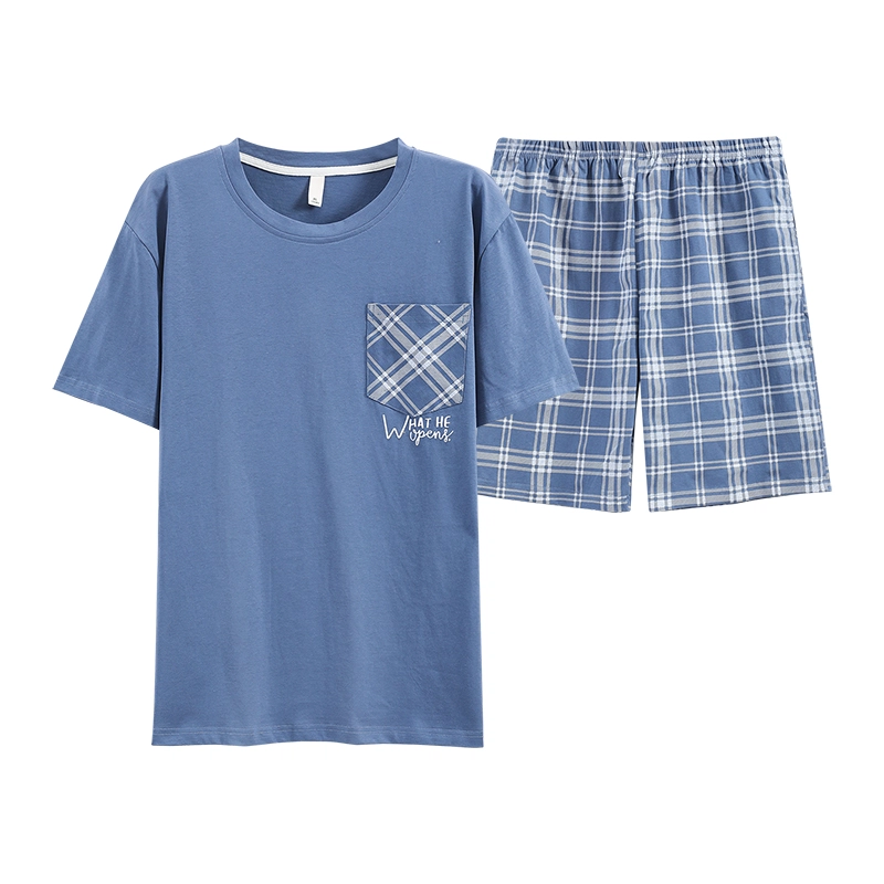 顶瓜瓜 简约舒适短袖可外穿家居服五分裤睡衣套装 男款