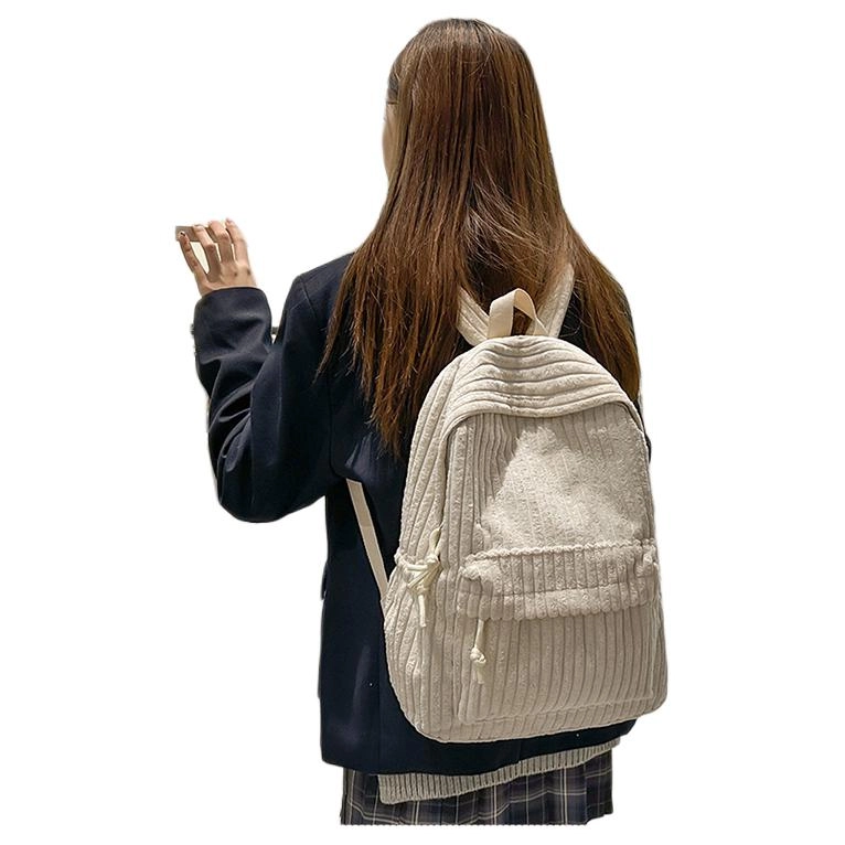 恒源祥 时尚简约大容量百搭 条绒拼尼龙 双肩包 男女同款情侣款 多色