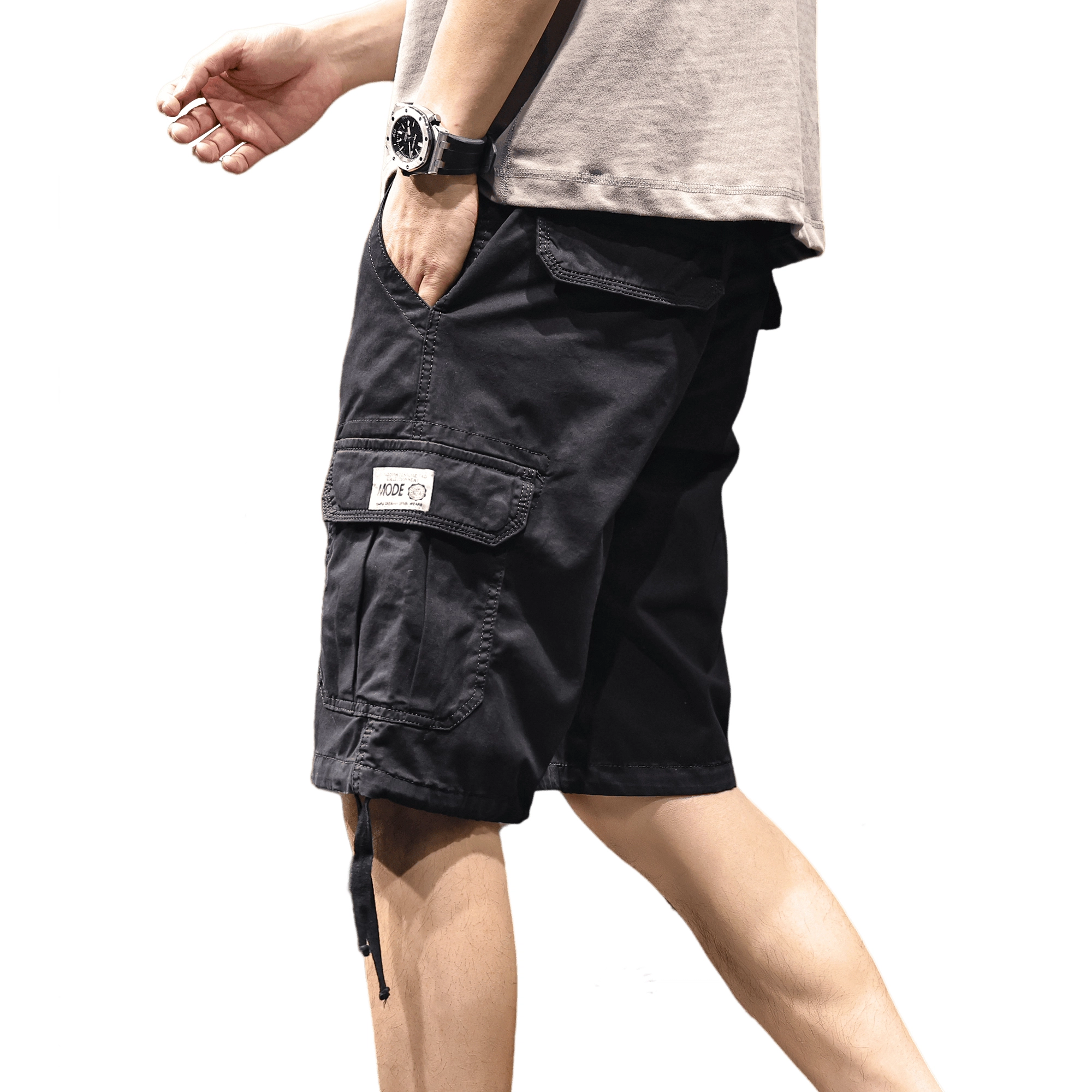 路杰邦 山系户外男士五分裤夏季重磅纯棉舒适透气百搭时尚潮流宽松直筒抽绳美式潮牌工装短裤 男款