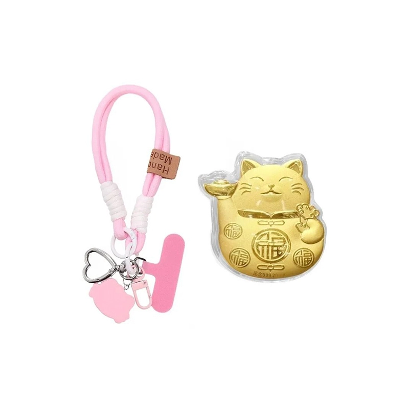 樱你心动 招财猫 招财纳福吉祥如意可爱小猫摆件 复古猫咪钥匙扣 手机 包包挂饰收藏纪念#好运 金 挂件 男女同款情侣款