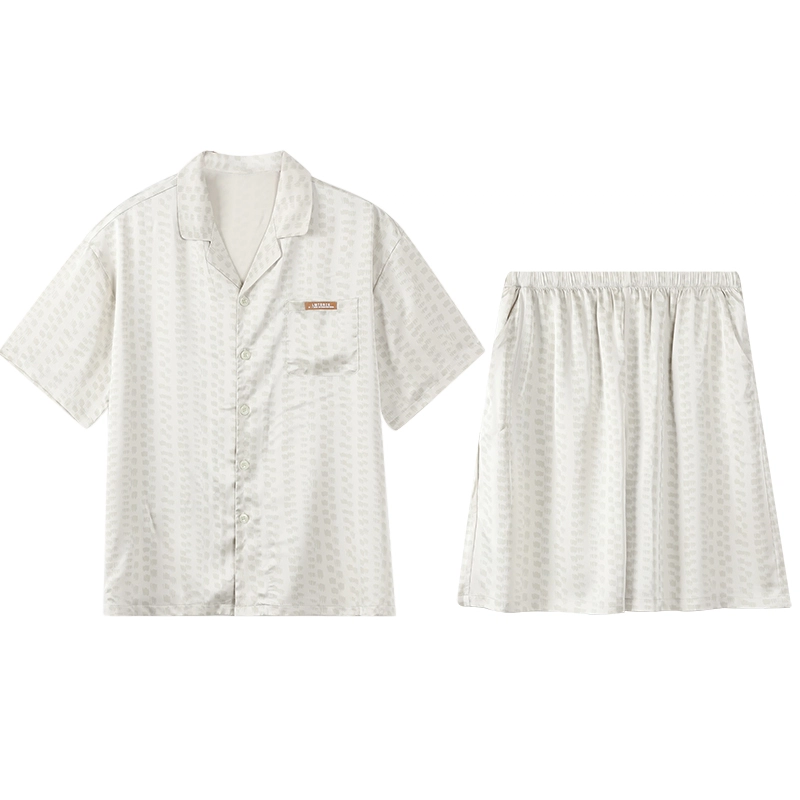 怀尔蔚 翻领短袖短裤可外穿舒适薄款家居服睡衣套装 男款