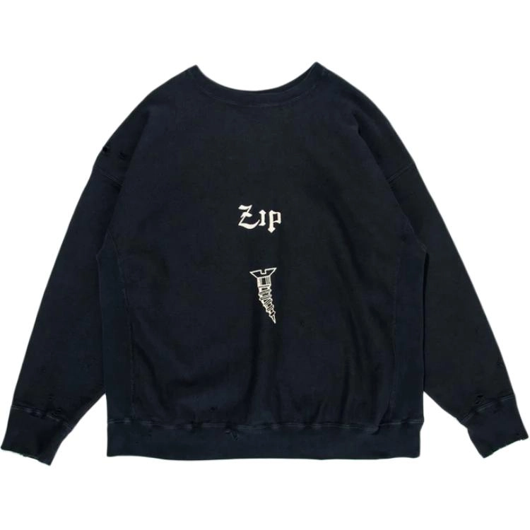 bowwow SS25 ZIP DAMAGED CREW SWEAT