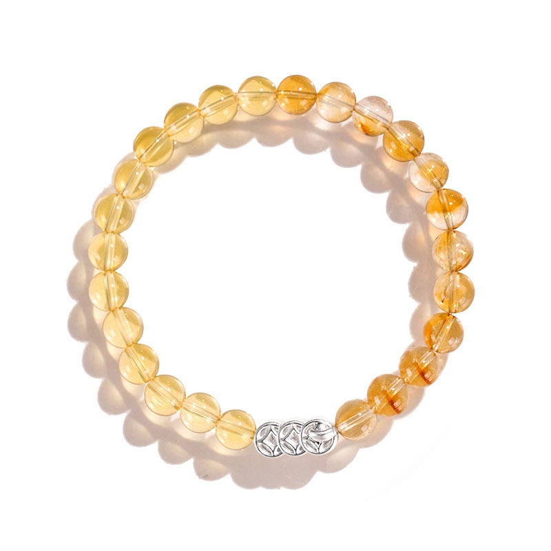 【S925银|甄选高品质】 金师傅 钱币串珠 招财纳福时来运转 财运亨通新中式国潮气质百搭小众高级#好运天然 黄水晶 手串 男女同款情侣款