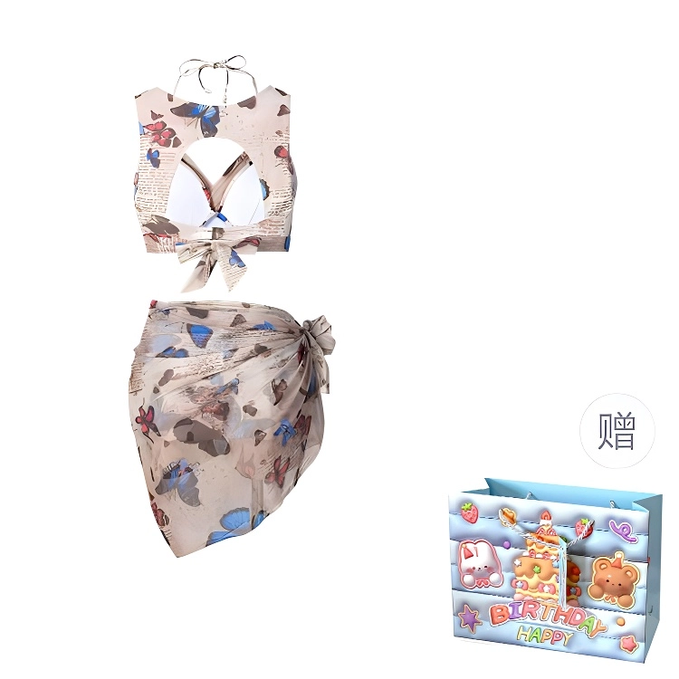 轻迎 分体四件套高级感海边性感度假泡温泉泳衣套装 女款