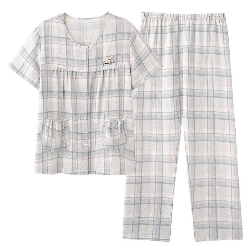卡绚 简约短袖长裤大码休闲舒适家居服睡衣套装 女款