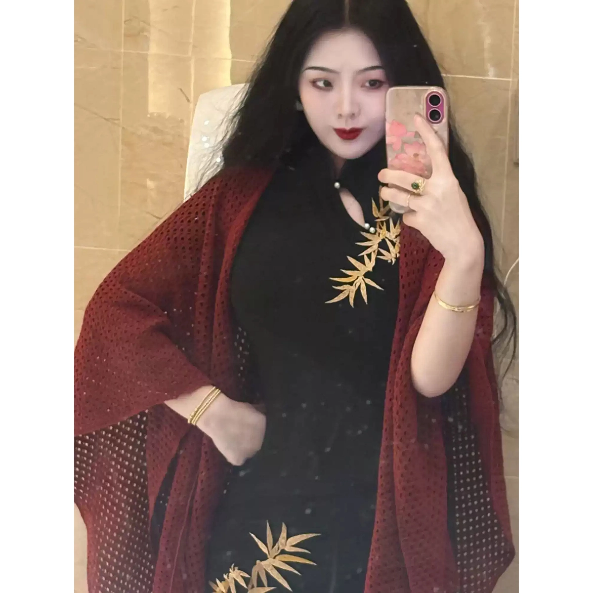 果瑱 新中式气质开叉包臀裙简约日常通勤高级感短袖连衣裙 女款