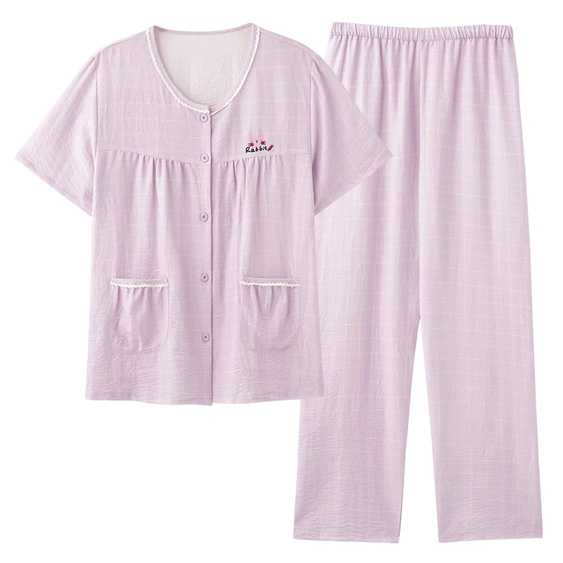 卡绚 简约短袖长裤大码休闲家居服可外穿睡衣套装 女款