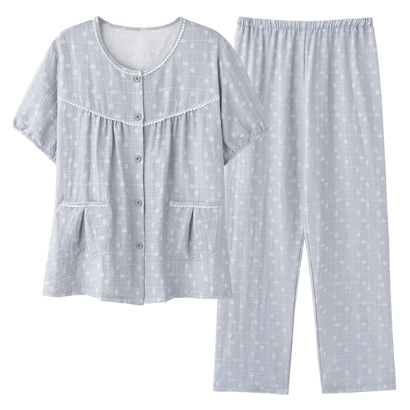 卡绚 休闲简约短袖长裤家居服大码可外穿睡衣套装 女款