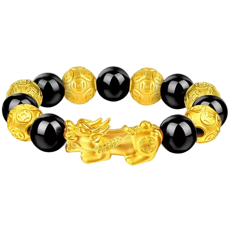 亨万福 貔貅 招财纳福吞金兽 六六大顺#好运 足金 按克计价 黄金手串 男款