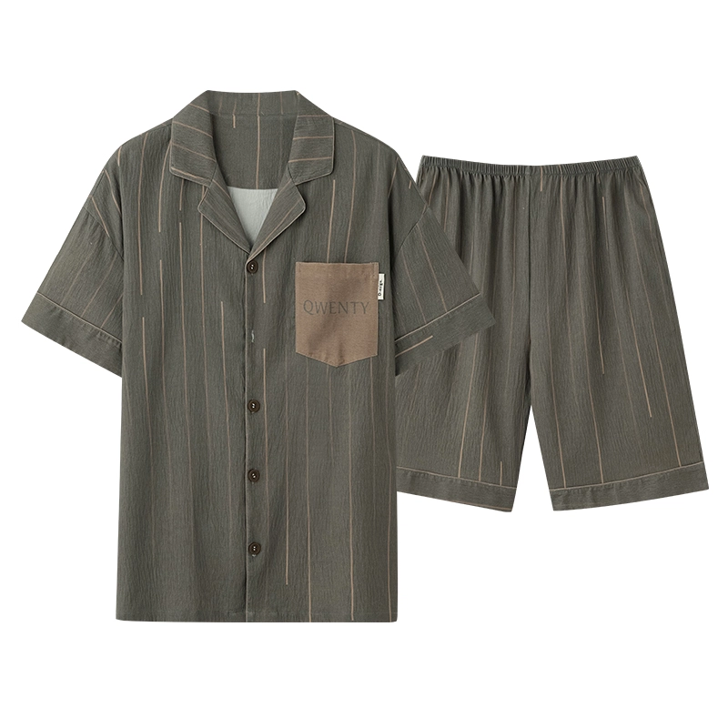 卡绚 简约休闲舒适撞色口袋家居服睡衣套装 男款