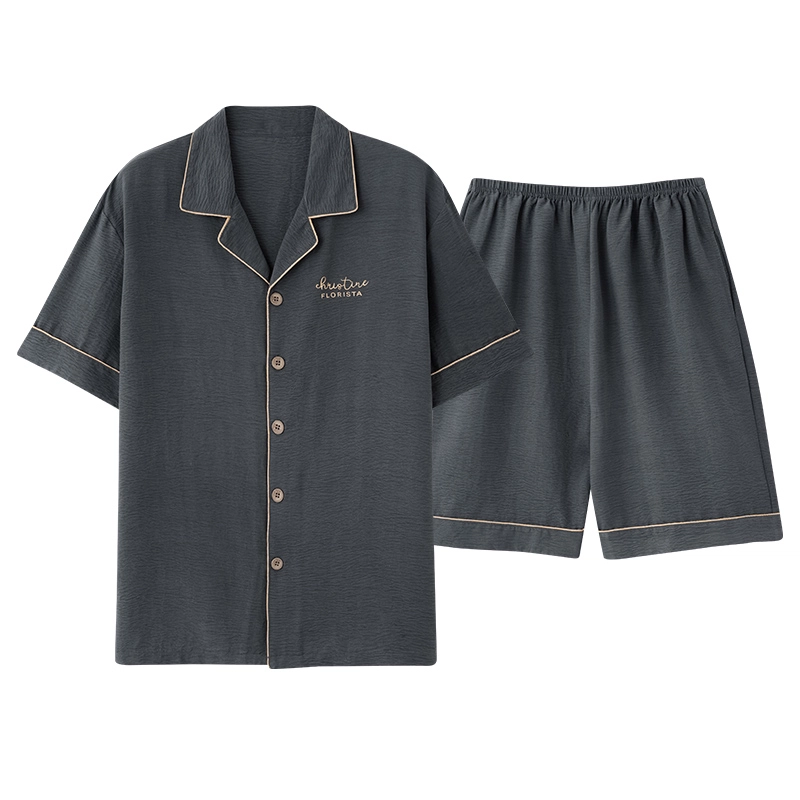卡绚 短袖短裤简约休闲家居服可外穿睡衣套装 男款