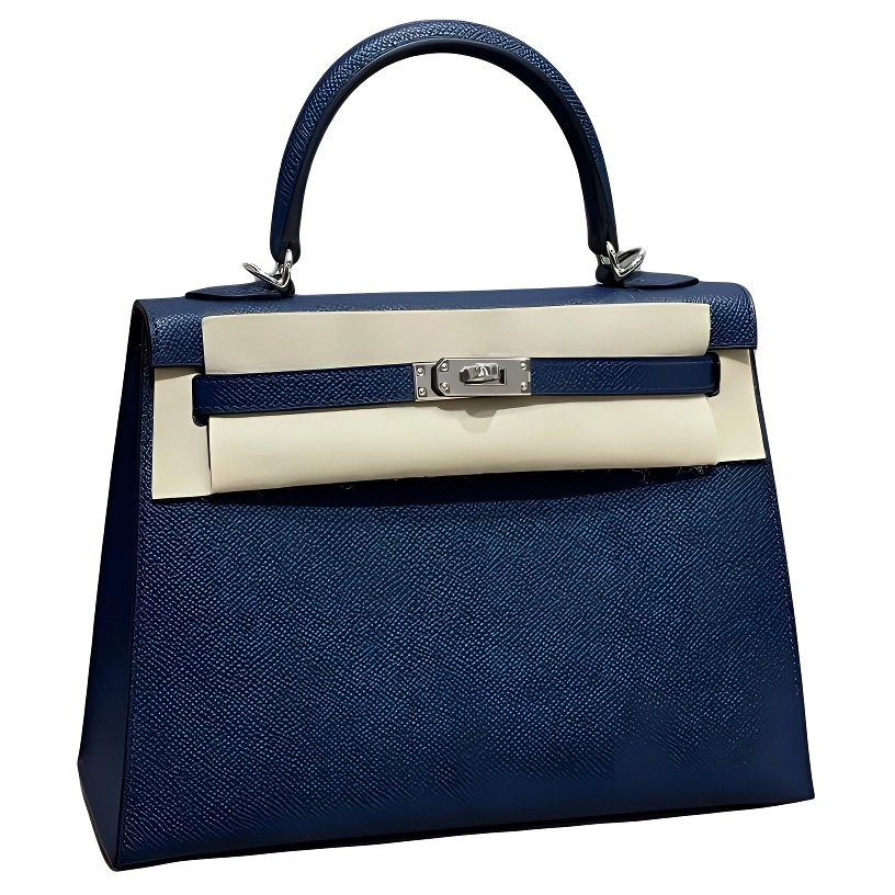 HERMES Kelly 25 Epsom 7U Navy