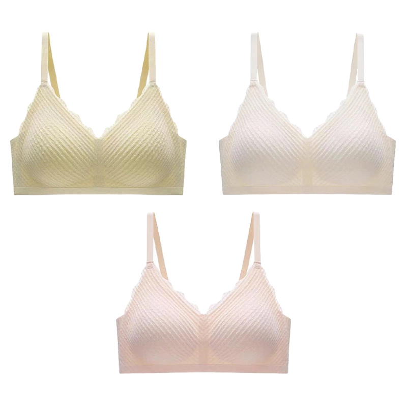 棉基因 无痕薄款无钢圈透气蕾丝小胸聚拢上托收副乳文胸 女款 组合装