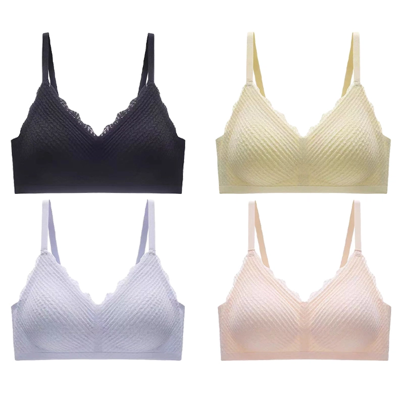 棉基因 无痕薄款无钢圈透气蕾丝小胸聚拢上托收副乳文胸 女款 组合装