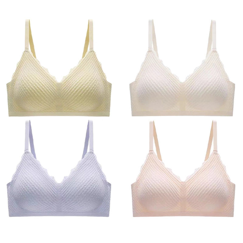 棉基因 无痕薄款无钢圈透气蕾丝小胸聚拢上托收副乳文胸 女款 组合装
