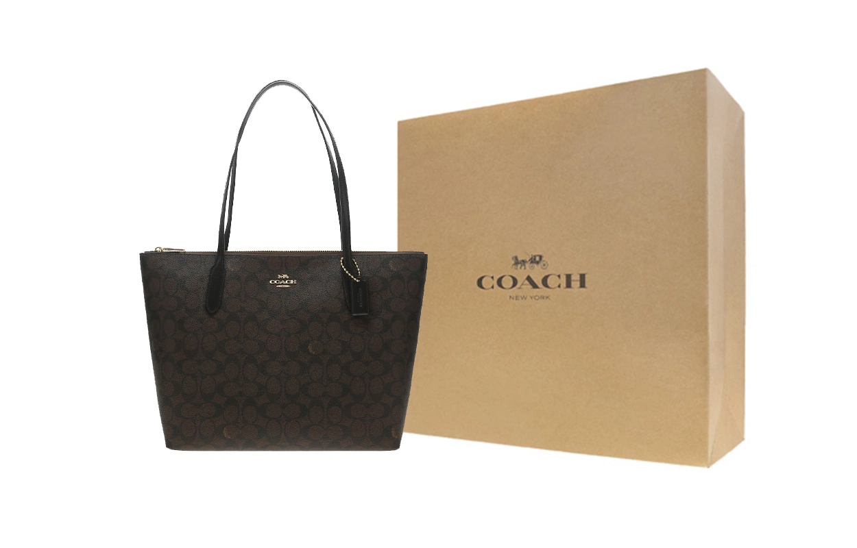 COACH Zip Top Tote 30 Logo Tote