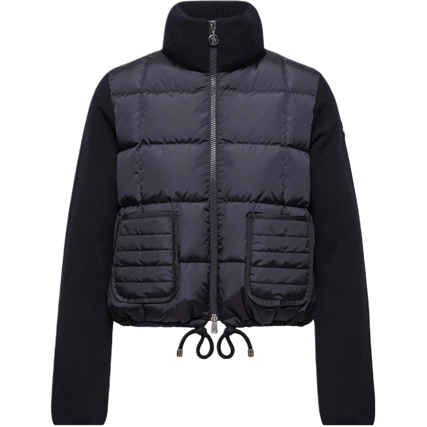 Moncler Square-Quilted Padded Wool Zip-Up Cardigan