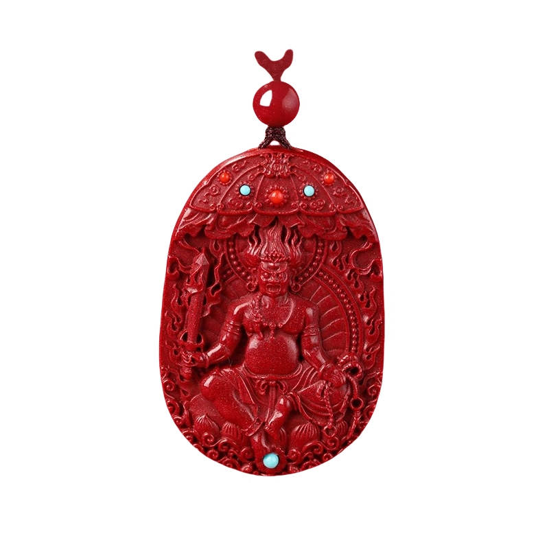 亮晶缘 【匠心手作 十二生肖本命佛】新中式国潮精品文殊菩萨 本命佛吊坠生肖挂件护身符守护神天然 朱砂 玉石吊坠 男女同款情侣款