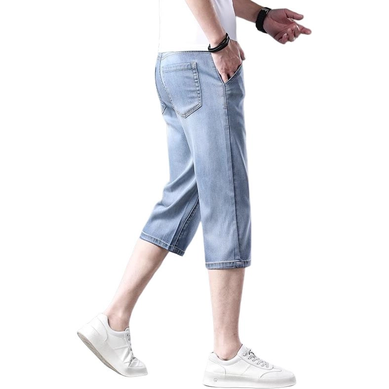 炳盛 天丝系列 修身潮流百搭牛仔短裤 男女同款
