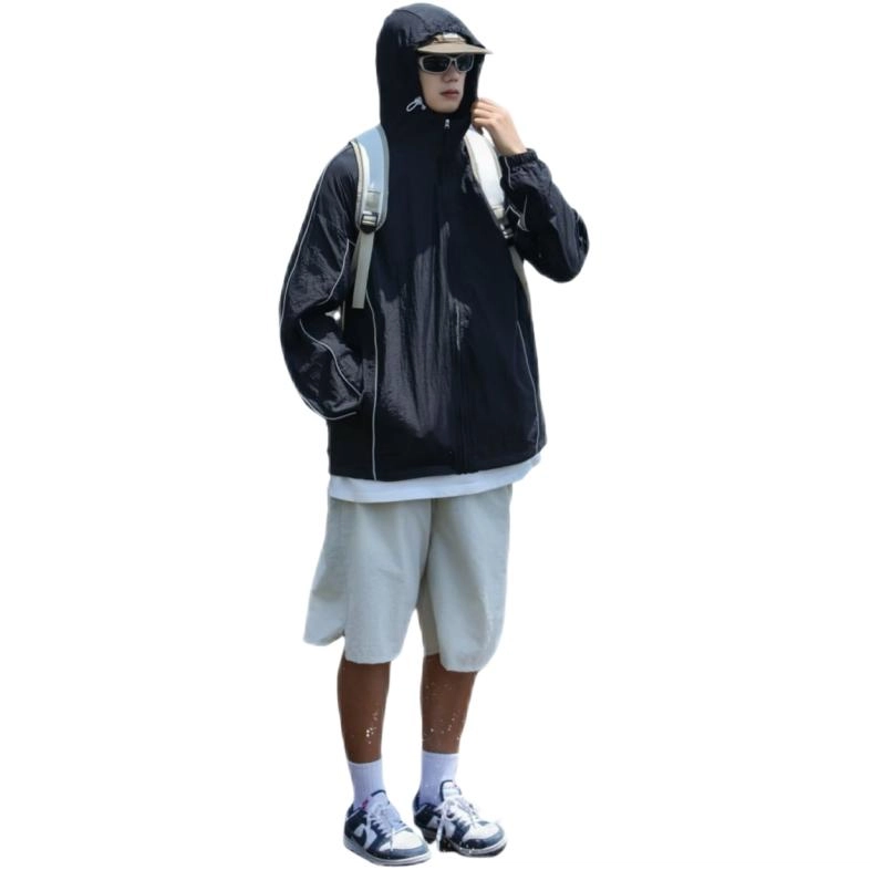 木木兔 户外休闲运动夏季高端轻薄款日系原宿百搭简约慵懒长袖 超轻速干防尘透气防紫外线防晒服 男款
