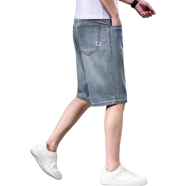 炳盛 夏季超薄款宽松直筒潮牌复古牛仔短裤 男女同款