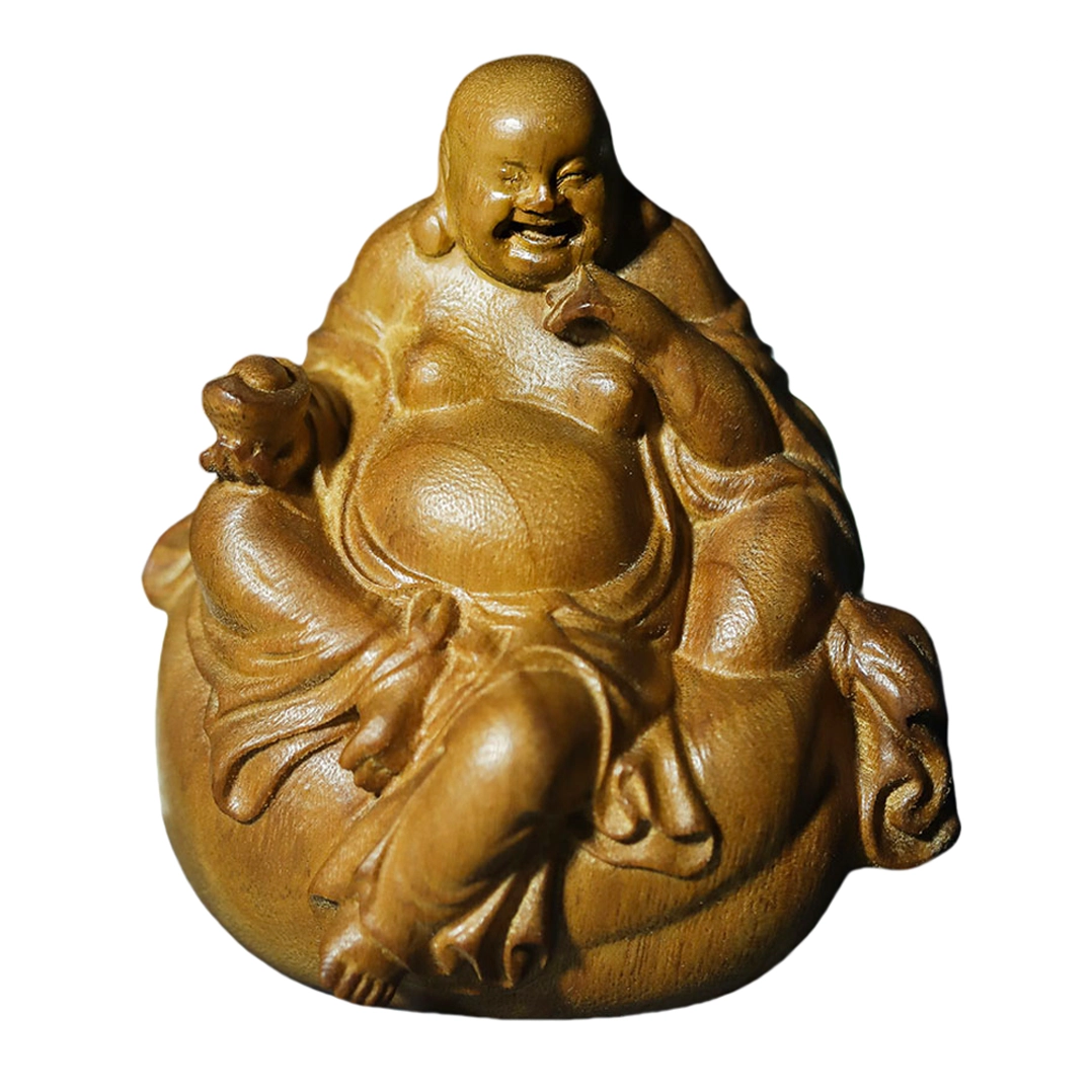 仙作美 假一赔万【布袋弥勒佛】小叶桢楠枯木老料整木雕刻文玩手把件 楠木 木作摆件 男女同款情侣款