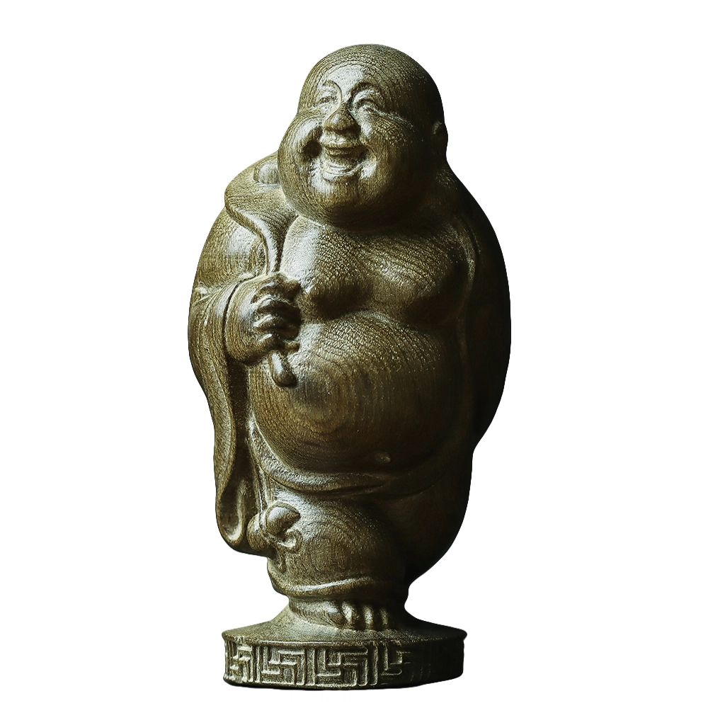 仙作美 金丝楠木乌木雕刻弥勒佛文玩手把件 阴沉木 木作摆件 男女同款情侣款