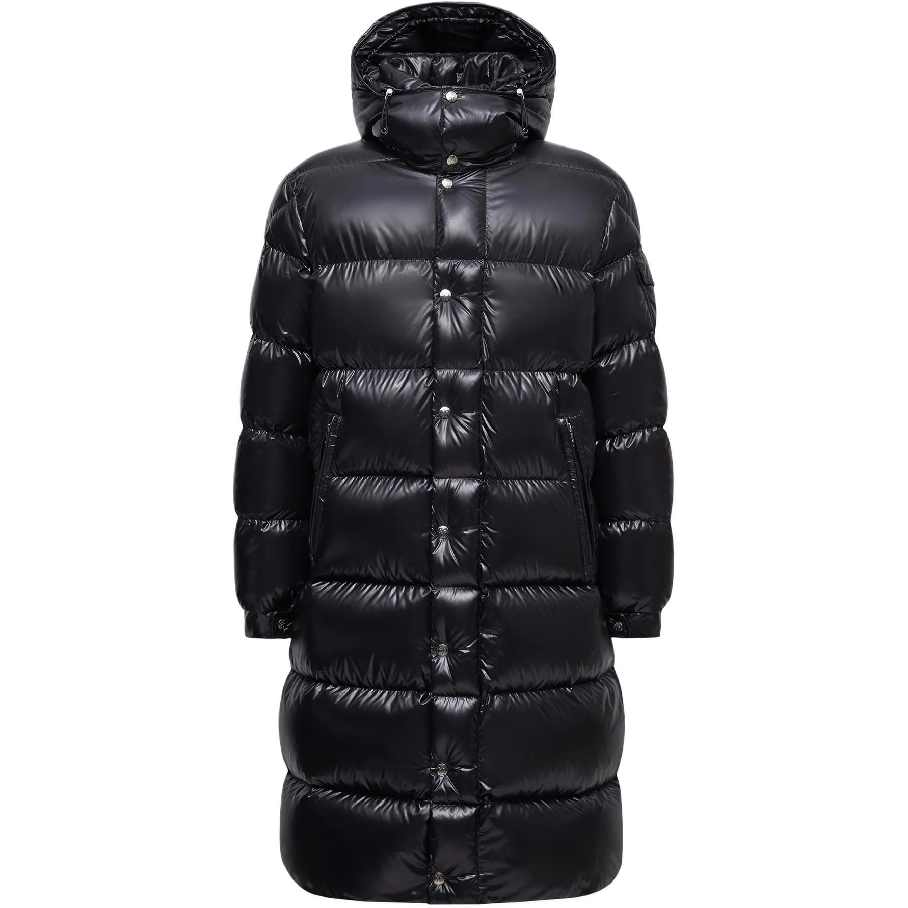 Moncler Hanoverian Hooded Square-Quilted Long Down Jacket