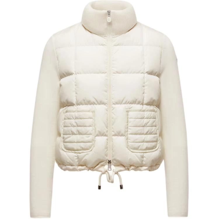 Moncler Square-Quilted Padded Wool Zip-Up Cardigan