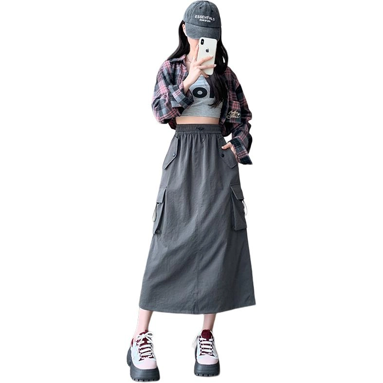 水中花 复古宽松高腰休闲长裙 女款