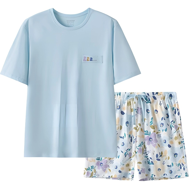 舒雅 休闲时尚印花圆领短袖家居服睡衣套装 女款