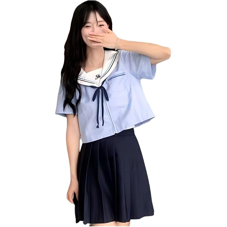 果瑱 日系学院风小众设计感基础款可爱甜美上衣简约短裙制服 女款