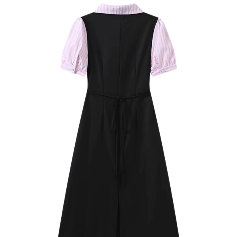桴生 学院风女夏季减龄显瘦假两件裙子短袖连衣裙 女款