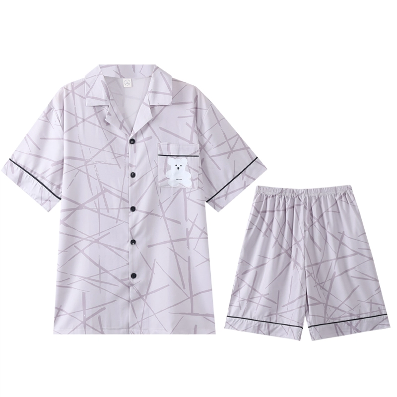 怀尔蔚 翻领短袖透气舒适薄款家居服睡衣套装 男款