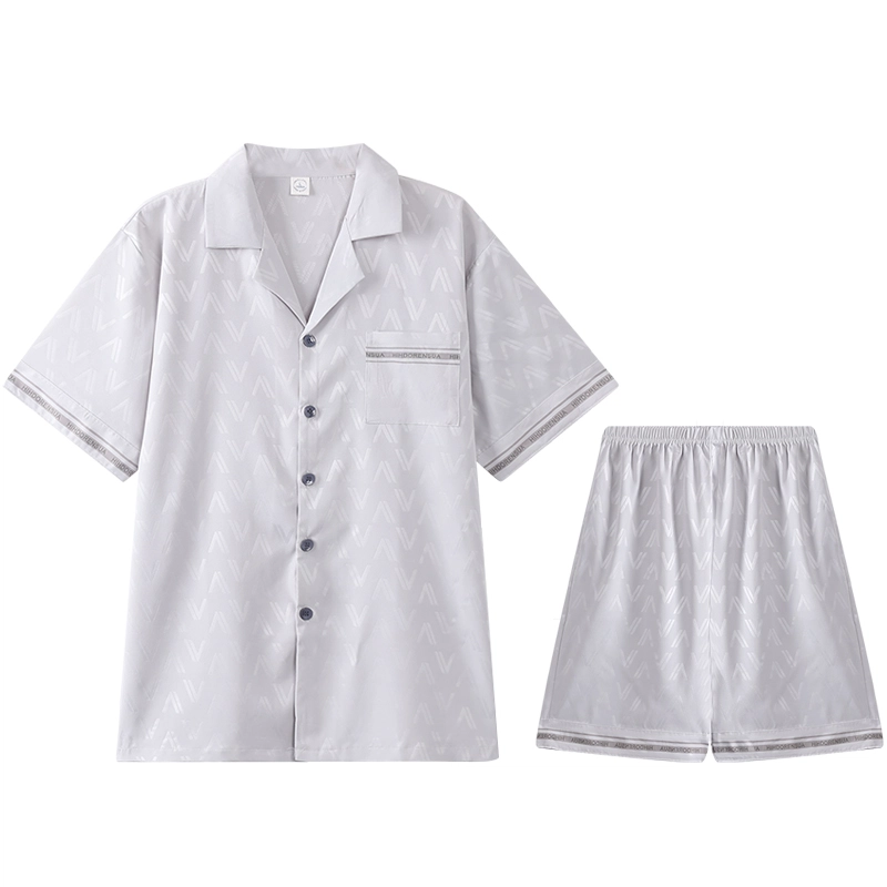 怀尔蔚 翻领短袖舒适薄款家居服可外穿睡衣套装 男款