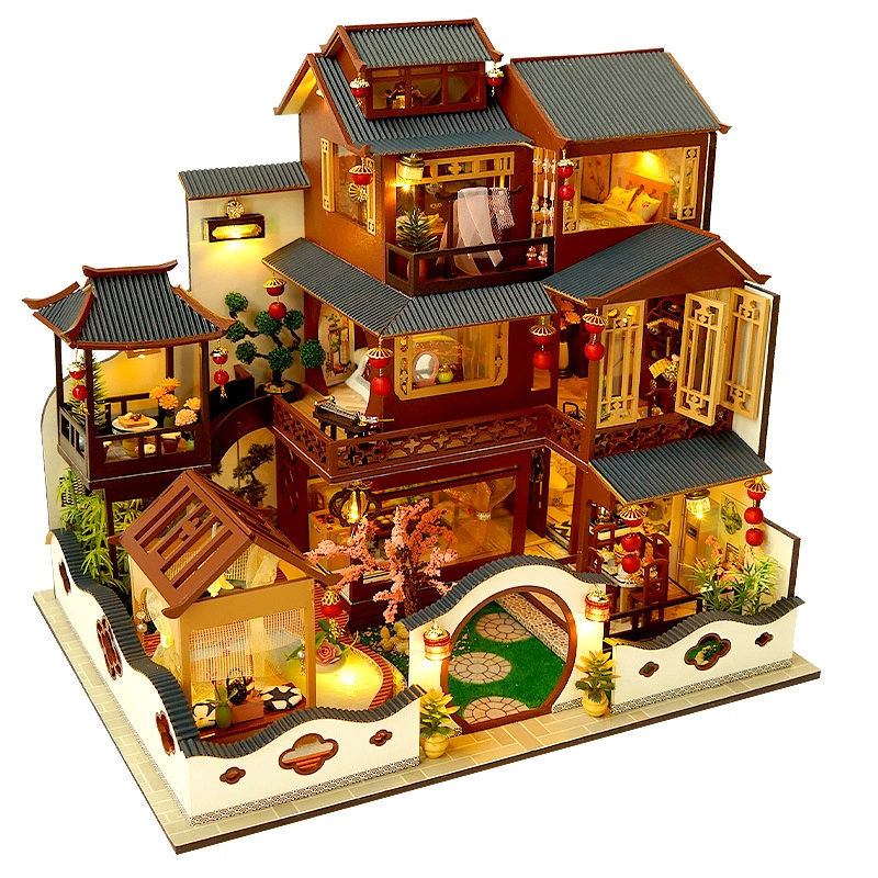 一合鸽 手工小屋别墅古风建筑创意 拼装模型