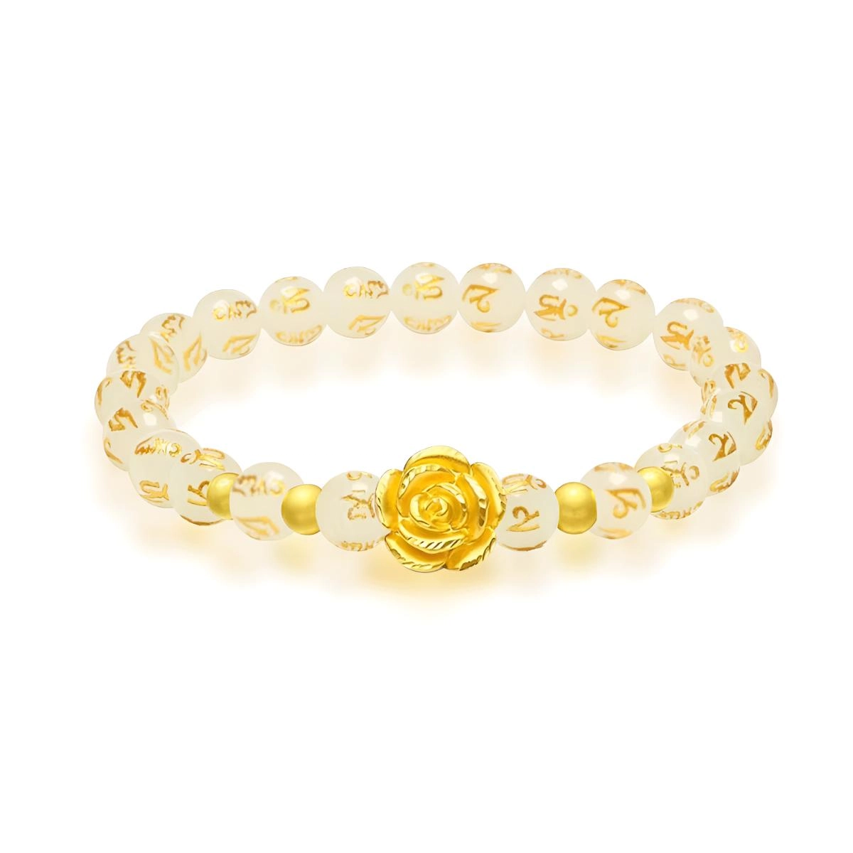【999金|精选高品质】 金师傅 六字箴言玫瑰花 一见倾心浪漫花朵转运 新中式国潮气质复古大气优雅百搭 小众轻奢高级#好运 玛瑙 手串 女款