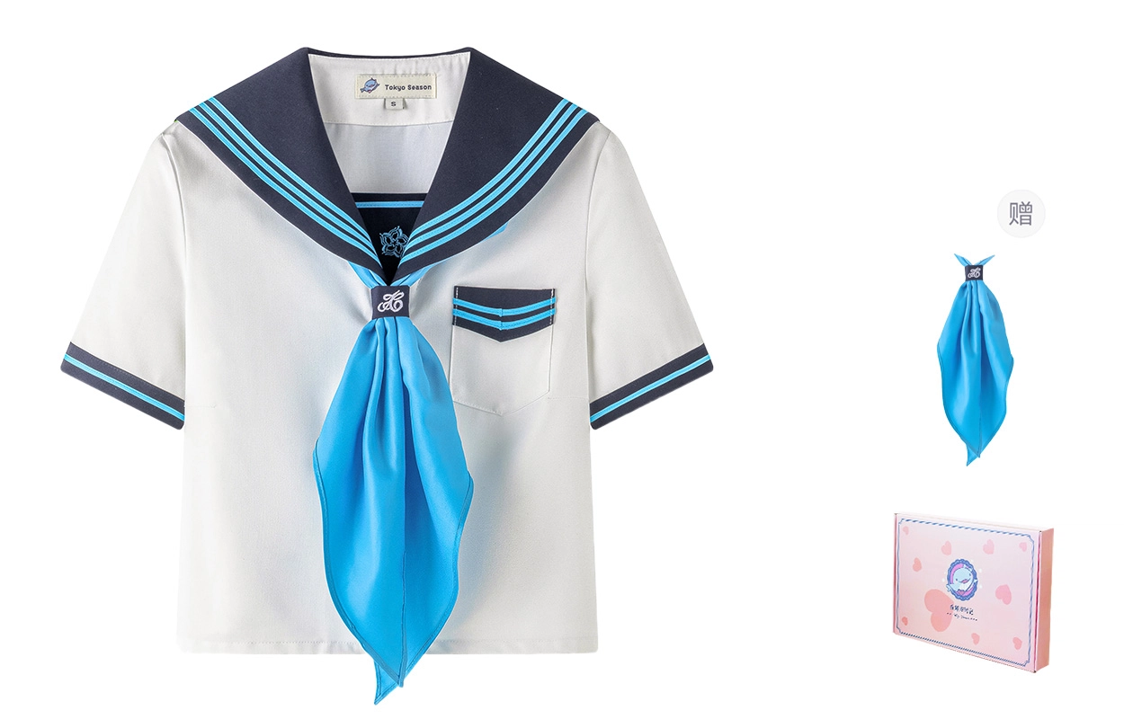 东鲸岁时记 水手服清新甜美可爱学院风海军领短袖上衣制服 女款