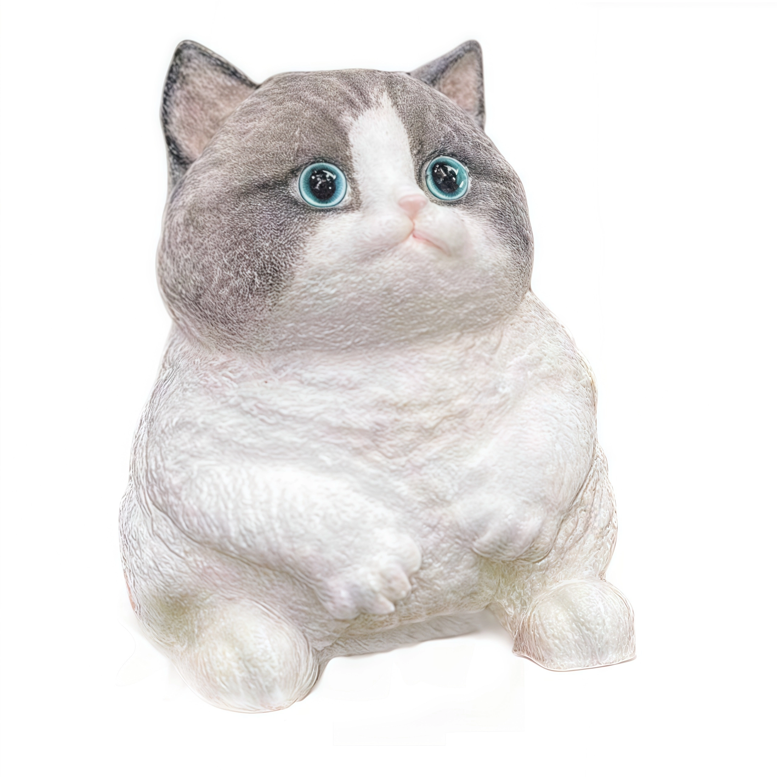 悦悦熊 猫咪捏捏乐 蓝白英短胖呼呼小猫咪 招财猫 软糯解压发泄 陪伴玩具公仔 模型