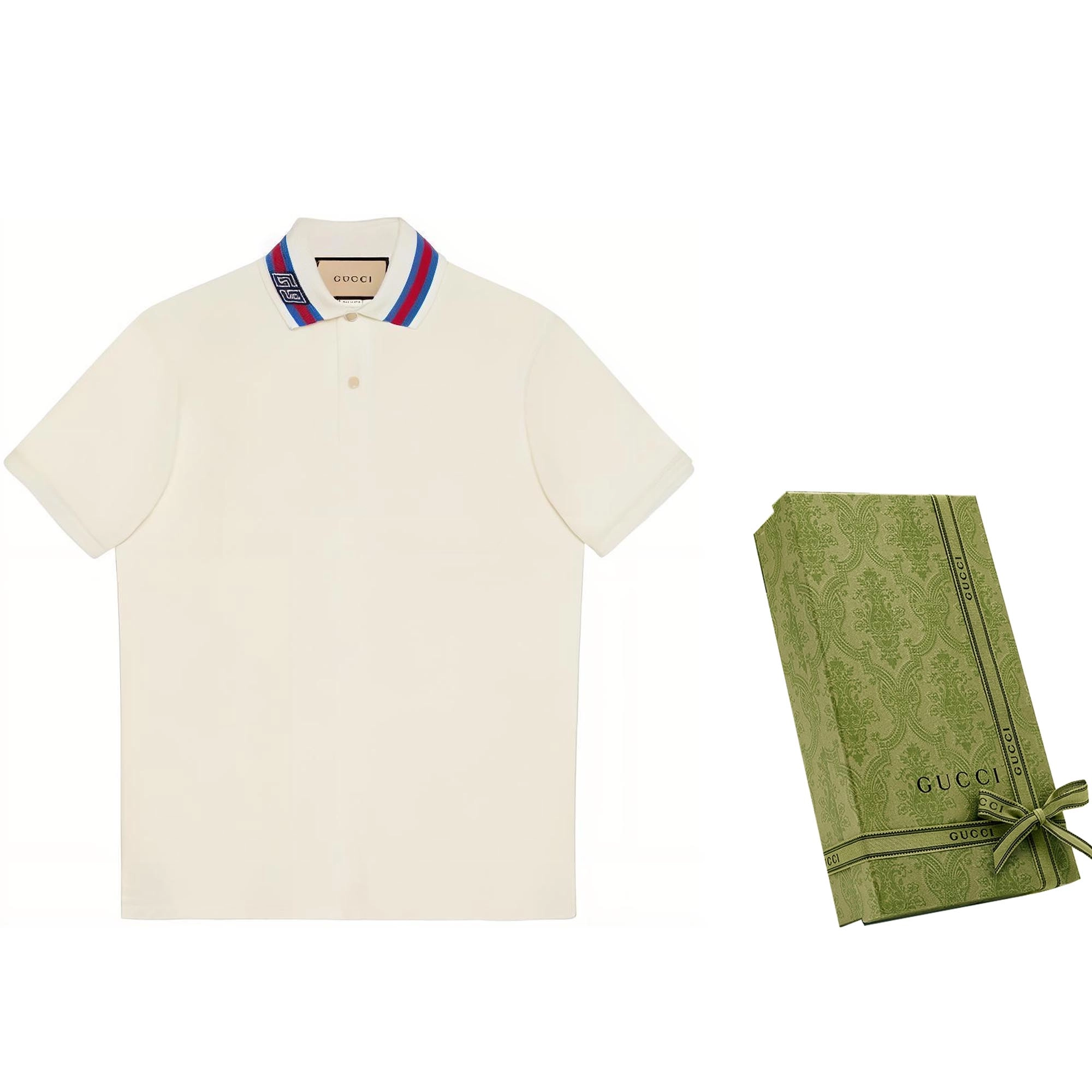 GUCCI Decorated Square Gg Pearl Cotton Polo Shirt T